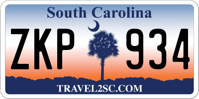 SC license plate ZKP934