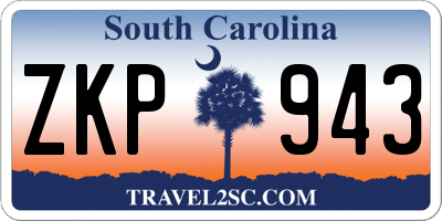 SC license plate ZKP943