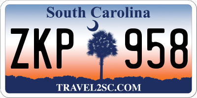 SC license plate ZKP958