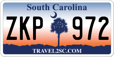 SC license plate ZKP972