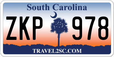 SC license plate ZKP978