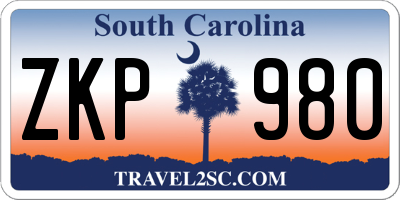SC license plate ZKP980