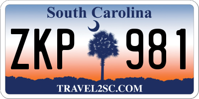 SC license plate ZKP981