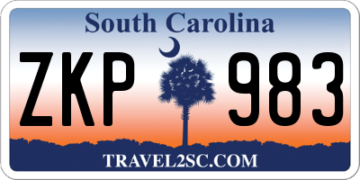 SC license plate ZKP983