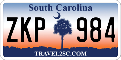 SC license plate ZKP984