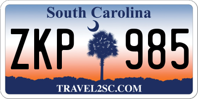 SC license plate ZKP985