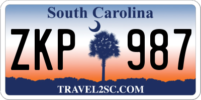 SC license plate ZKP987