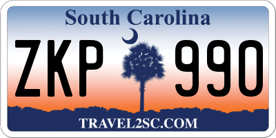 SC license plate ZKP990