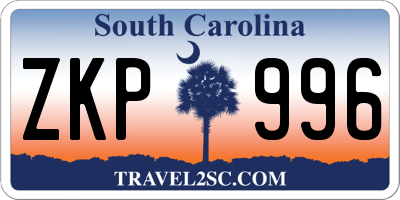 SC license plate ZKP996