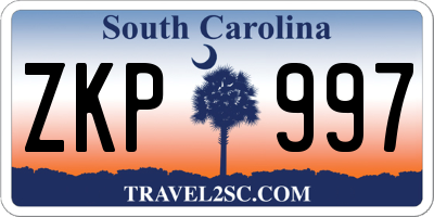 SC license plate ZKP997
