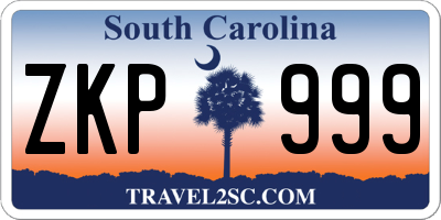 SC license plate ZKP999