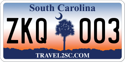 SC license plate ZKQ003