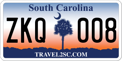 SC license plate ZKQ008