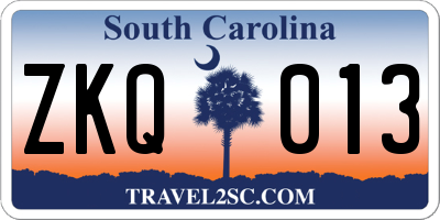 SC license plate ZKQ013