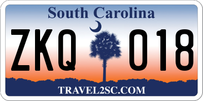 SC license plate ZKQ018