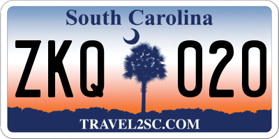 SC license plate ZKQ020