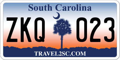 SC license plate ZKQ023