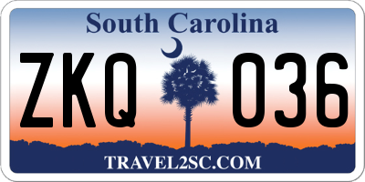 SC license plate ZKQ036