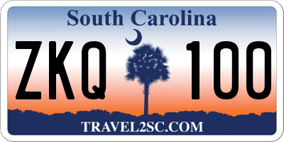 SC license plate ZKQ100