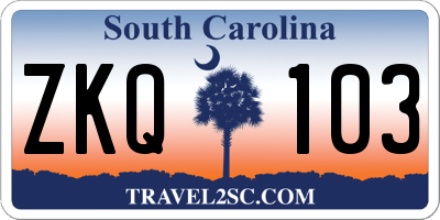 SC license plate ZKQ103