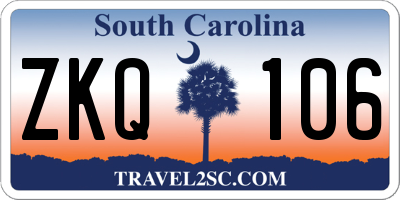 SC license plate ZKQ106