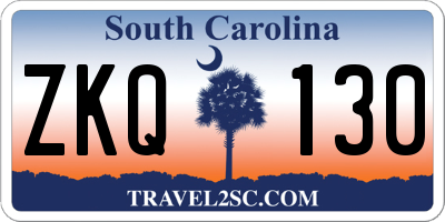 SC license plate ZKQ130