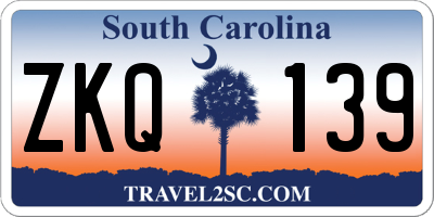 SC license plate ZKQ139