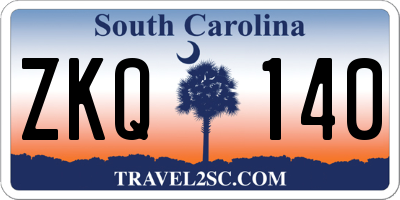 SC license plate ZKQ140