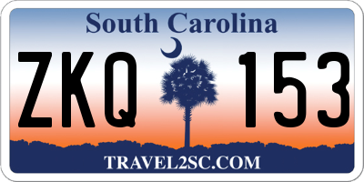 SC license plate ZKQ153