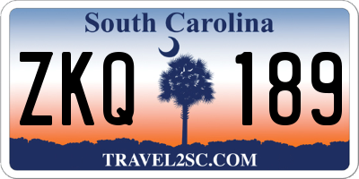 SC license plate ZKQ189