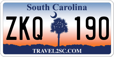 SC license plate ZKQ190