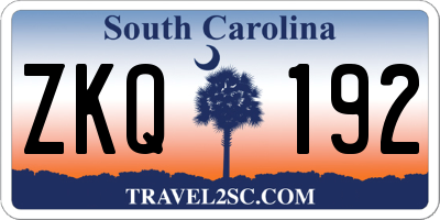 SC license plate ZKQ192
