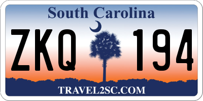 SC license plate ZKQ194