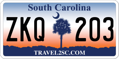 SC license plate ZKQ203