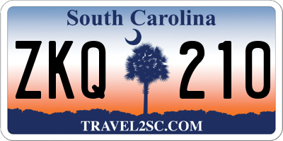SC license plate ZKQ210
