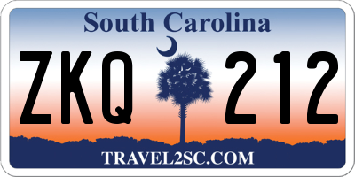 SC license plate ZKQ212