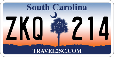 SC license plate ZKQ214