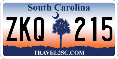 SC license plate ZKQ215