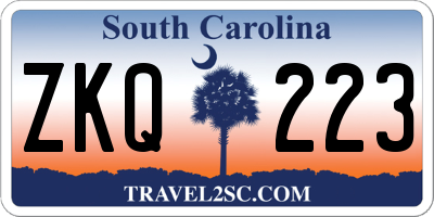SC license plate ZKQ223