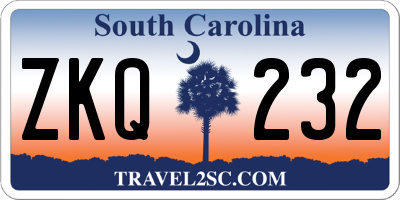 SC license plate ZKQ232