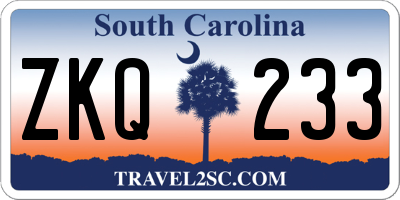 SC license plate ZKQ233
