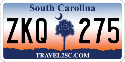 SC license plate ZKQ275