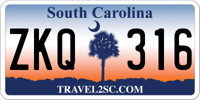 SC license plate ZKQ316