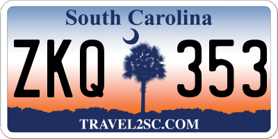 SC license plate ZKQ353