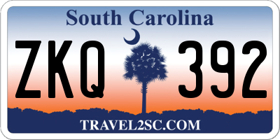 SC license plate ZKQ392