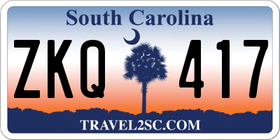 SC license plate ZKQ417