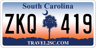SC license plate ZKQ419