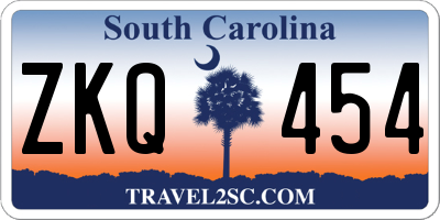 SC license plate ZKQ454