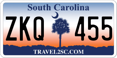 SC license plate ZKQ455