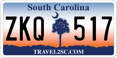 SC license plate ZKQ517